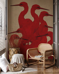 Minimalist Scarlet Flock Wall Mural