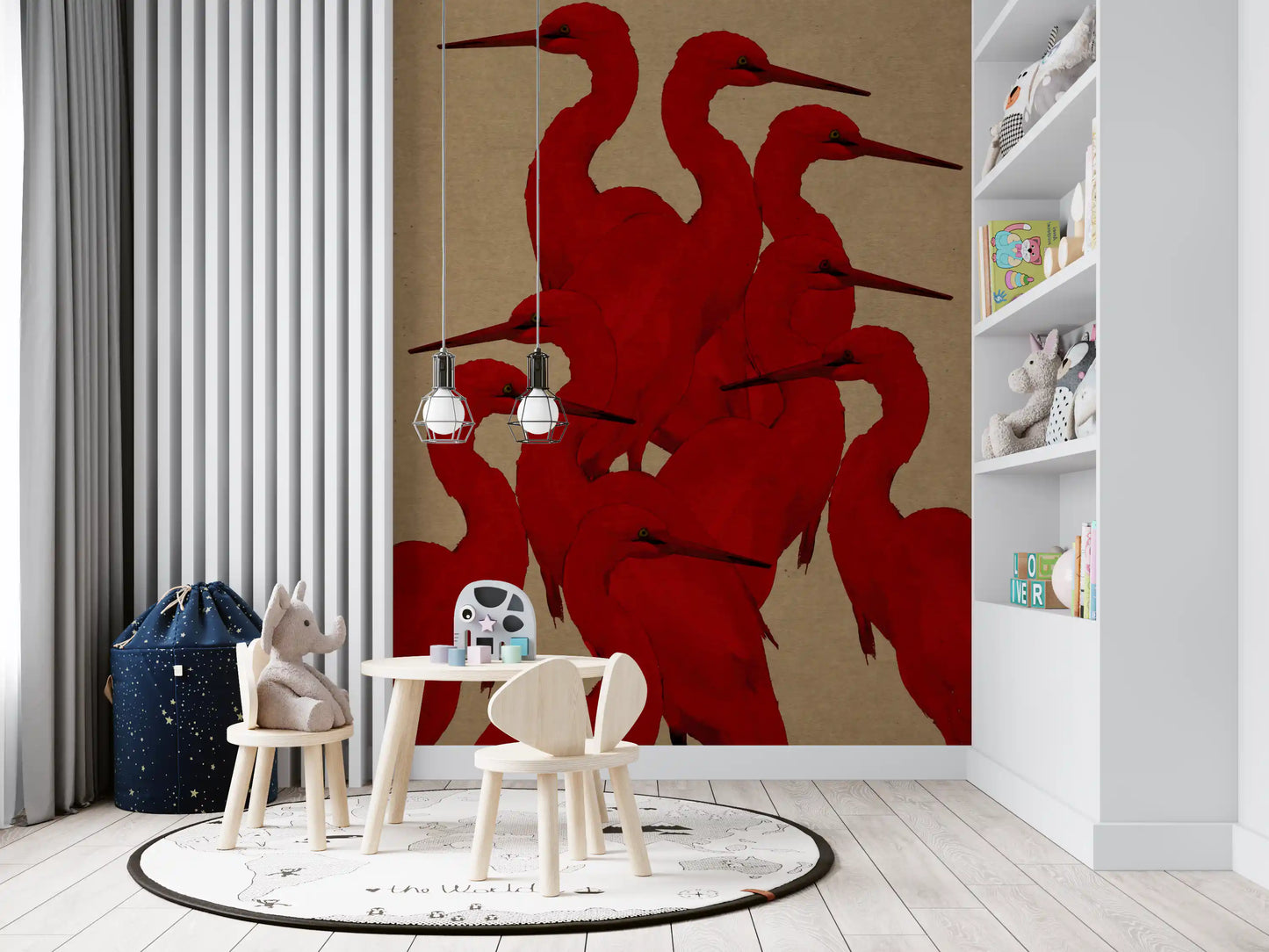 Minimalist Scarlet Flock Wall Mural