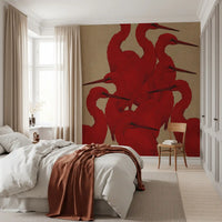 Minimalist Scarlet Flock Wall Mural
