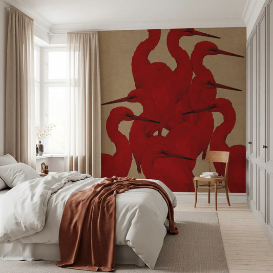 Minimalistyczna fototapeta ścienna „Scarlet Flock”