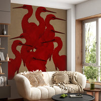 Minimalist Scarlet Flock Wall Mural