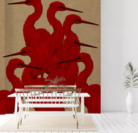 Minimalist Scarlet Flock Wall Mural