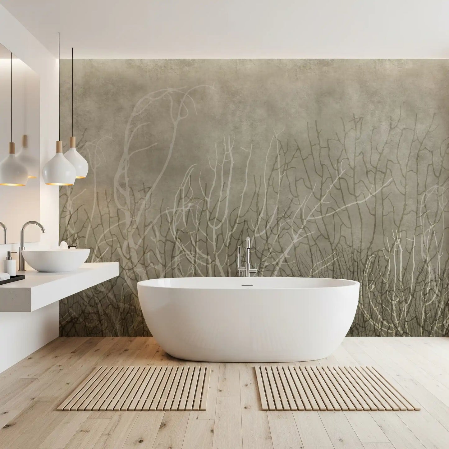Meerfächer – Wandbild in Biskuit-Beige