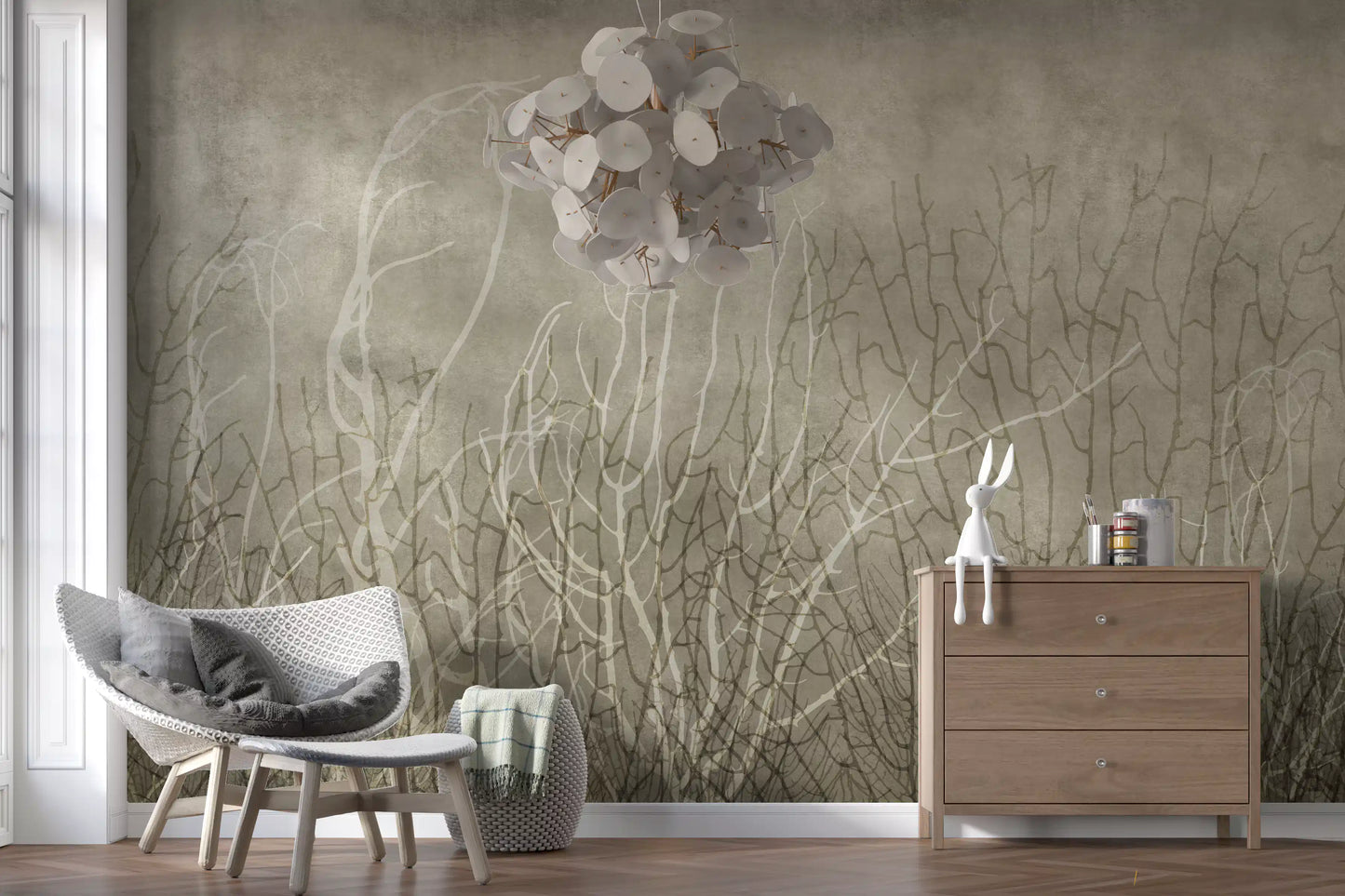 Meerfächer – Wandbild in Biskuit-Beige