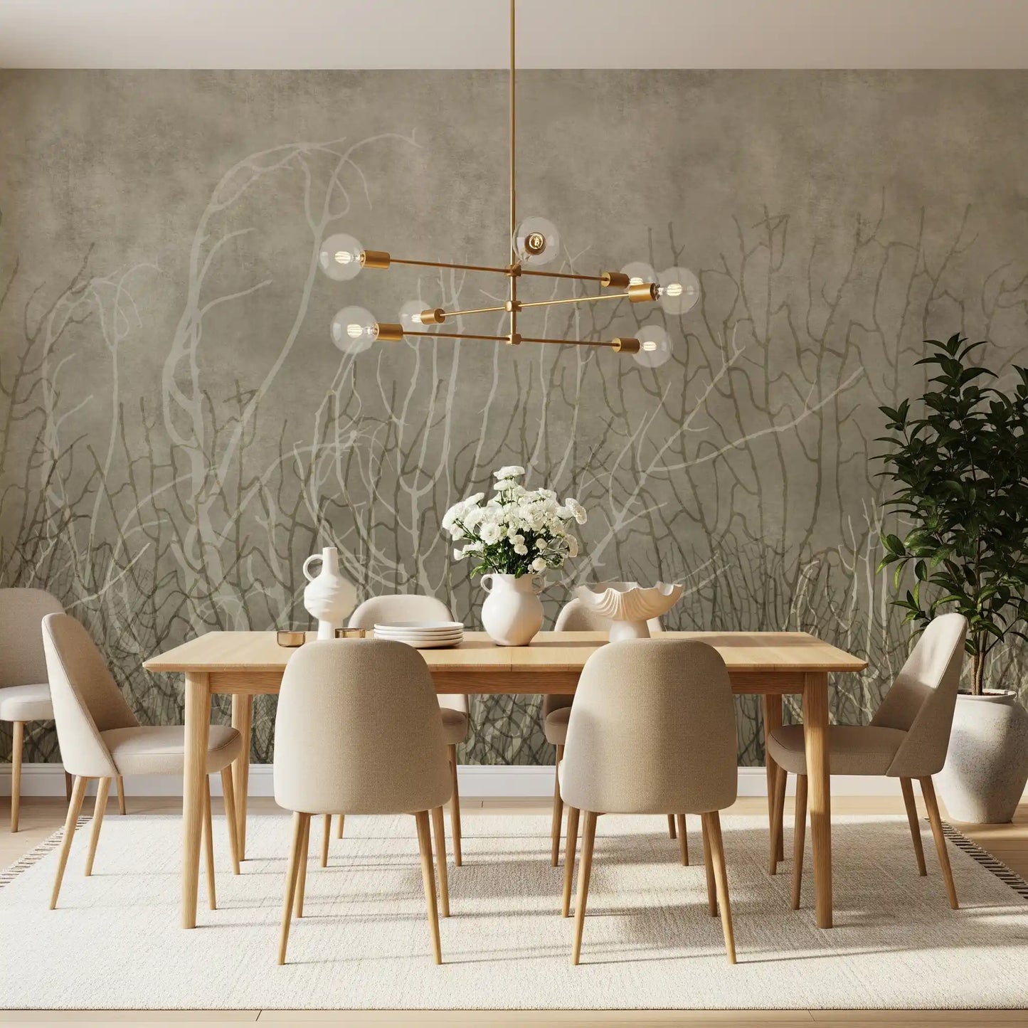 Meerfächer – Wandbild in Biskuit-Beige