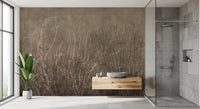 Vægmaleri med havvifter – gylden taupe