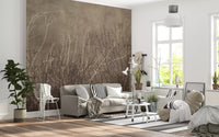 Vægmaleri med havvifter – gylden taupe