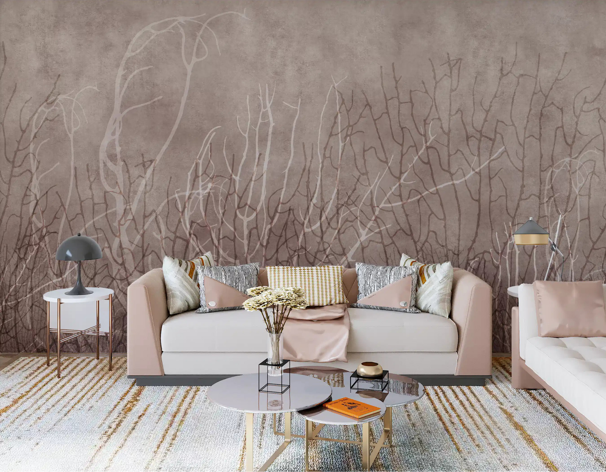 Sea Fans wall mural trailing plum coral through a living room GD12102
