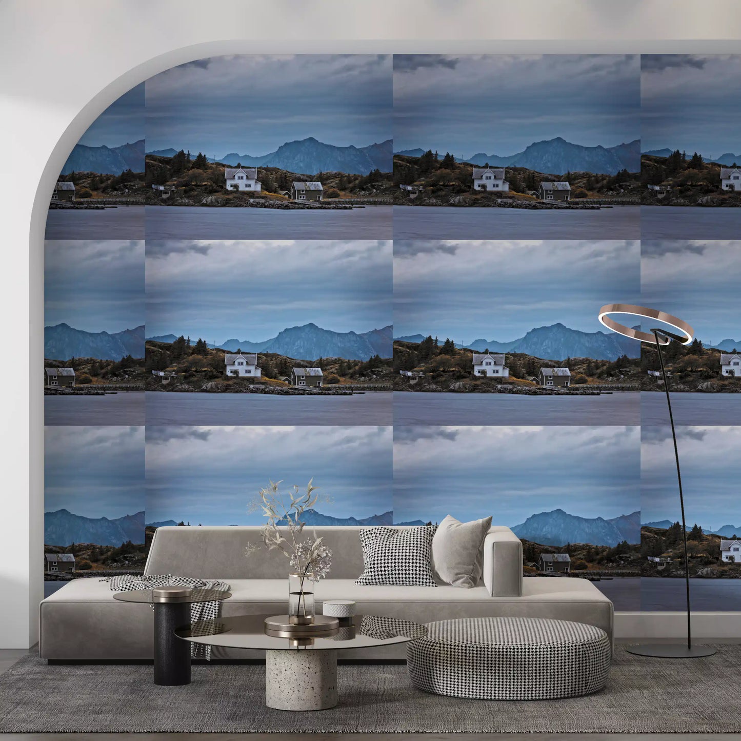 Scandinavisch bergfjordparadijs behang