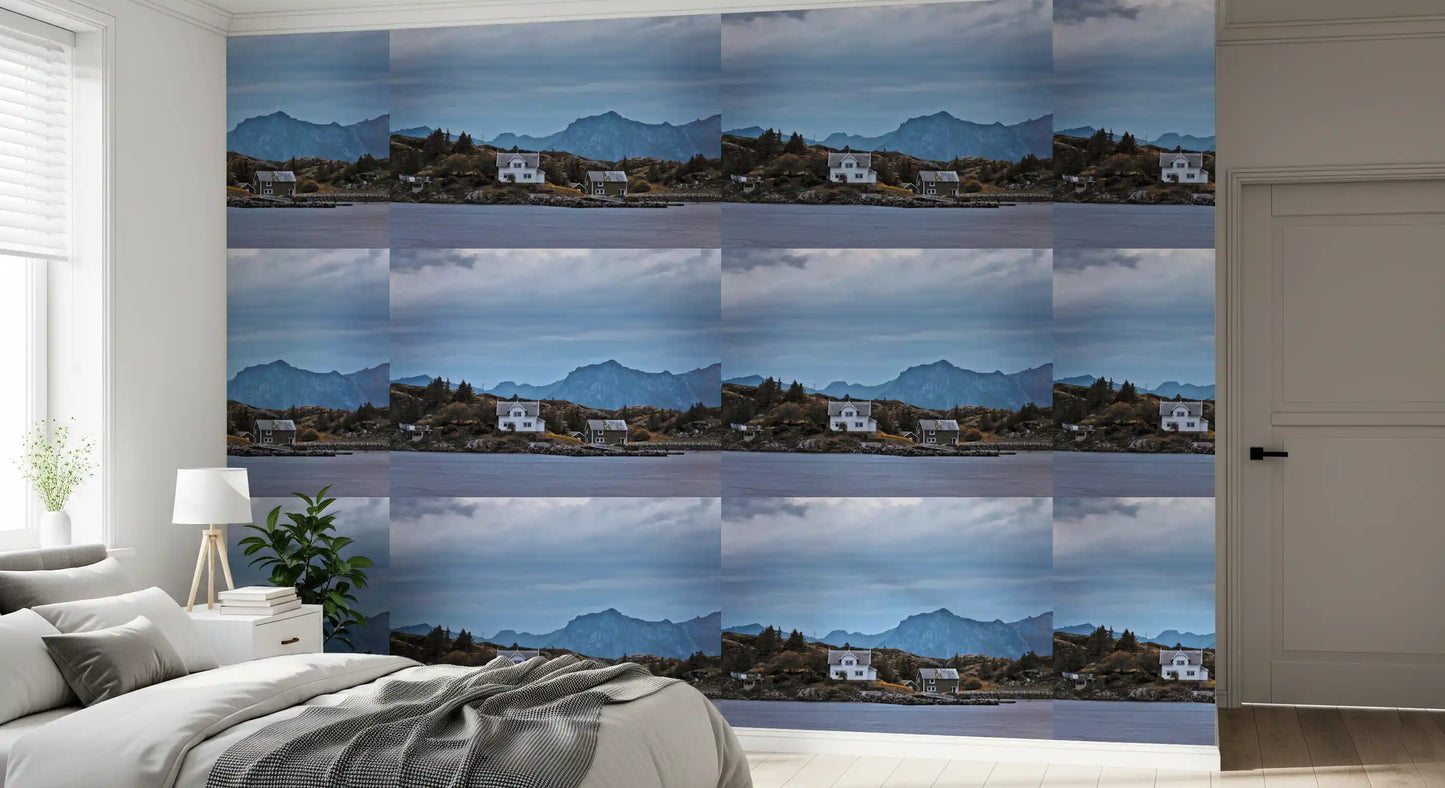 Scandinavisch bergfjordparadijs behang