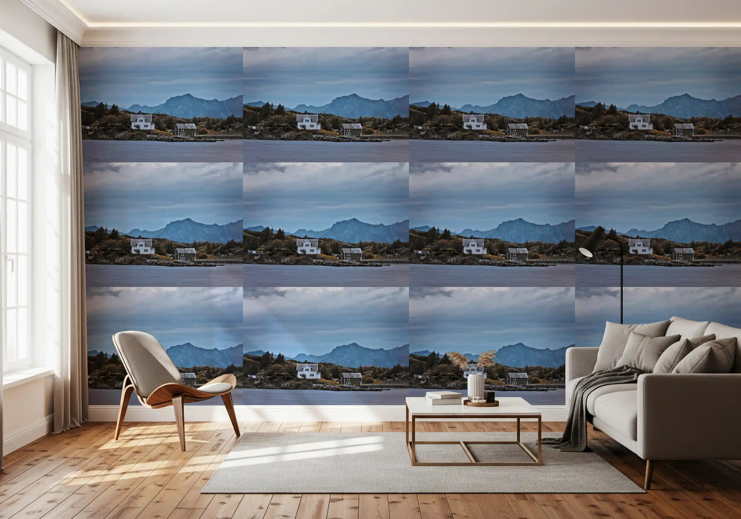 Scandinavisch bergfjordparadijs behang