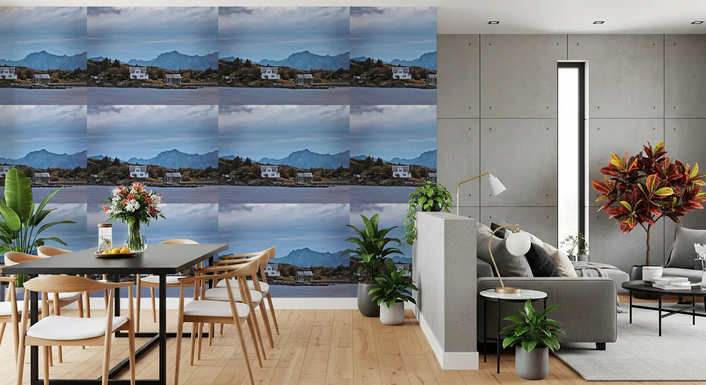 Scandinavisch bergfjordparadijs behang