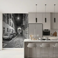 Italienische nächtliche Kopfsteinpflastergasse als Wandbild