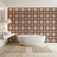 Gealterte Mauerwerk-Mosaik-Tapete mit geometrischem Muster