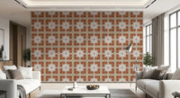 Gealterte Mauerwerk-Mosaik-Tapete mit geometrischem Muster