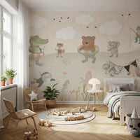 Fresque murale illustrée d’adorables amis de l’océan ludiques