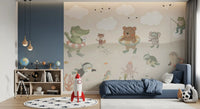 Fresque murale illustrée d’adorables amis de l’océan ludiques