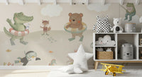Fresque murale illustrée d’adorables amis de l’océan ludiques
