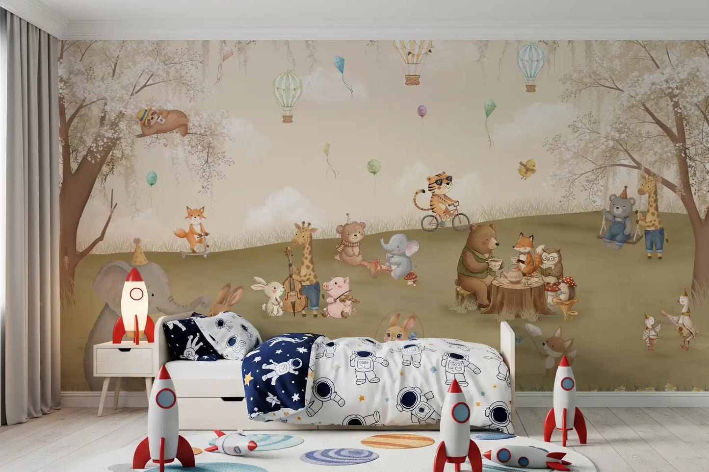 Forest Friends Tea Party Meadow Wall Mural