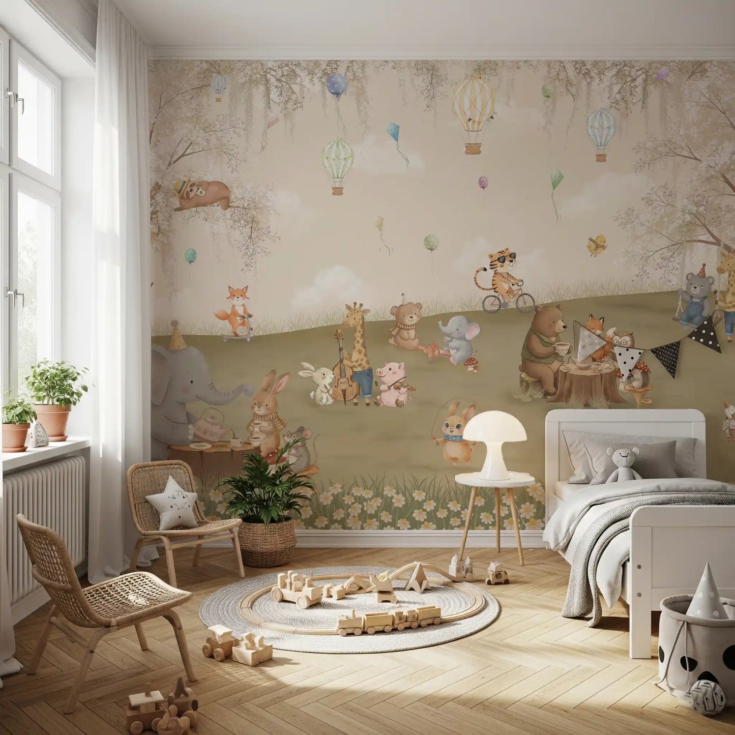 Forest Friends Tea Party Meadow Wall Mural