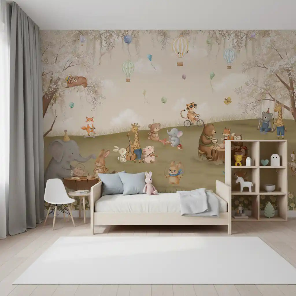 Forest Friends Tea Party Meadow Wall Mural