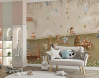 Forest Friends Tea Party Meadow Wall Mural