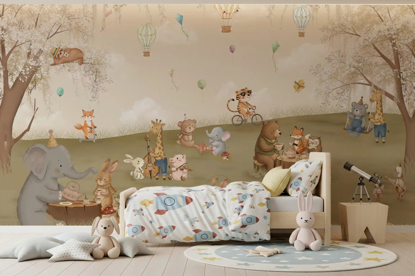 Forest Friends Tea Party Meadow Wall Mural