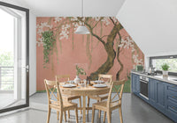 Murale da parete con paesaggio di salici in fiore e sakura