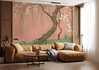 Murale da parete con paesaggio di salici in fiore e sakura