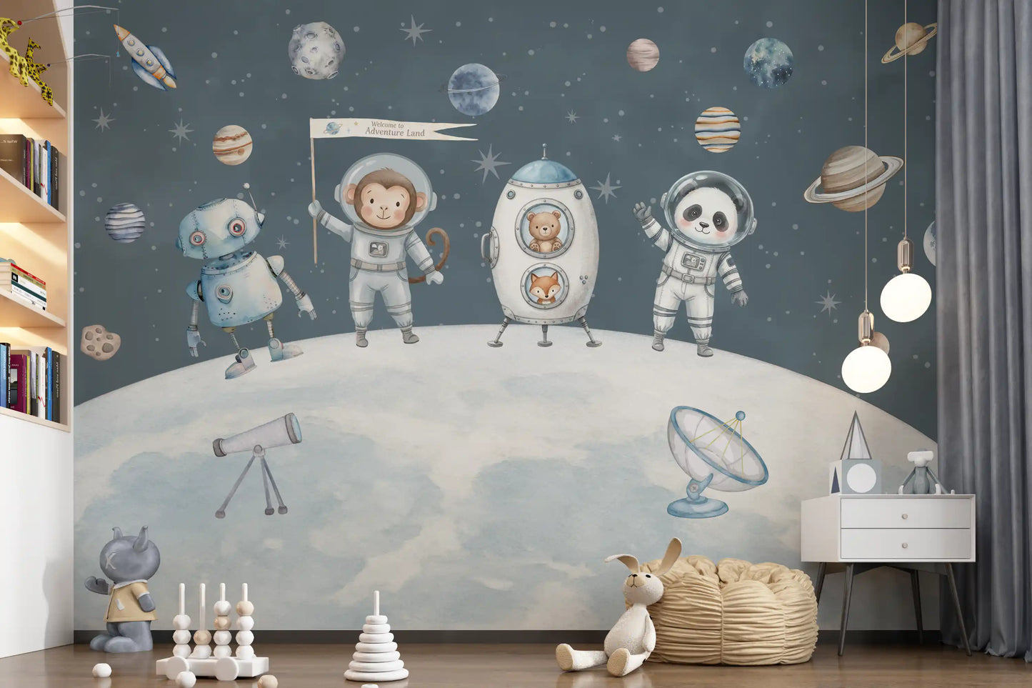 Weltraumfreunde – Wandbild zur Weltraumerkundung