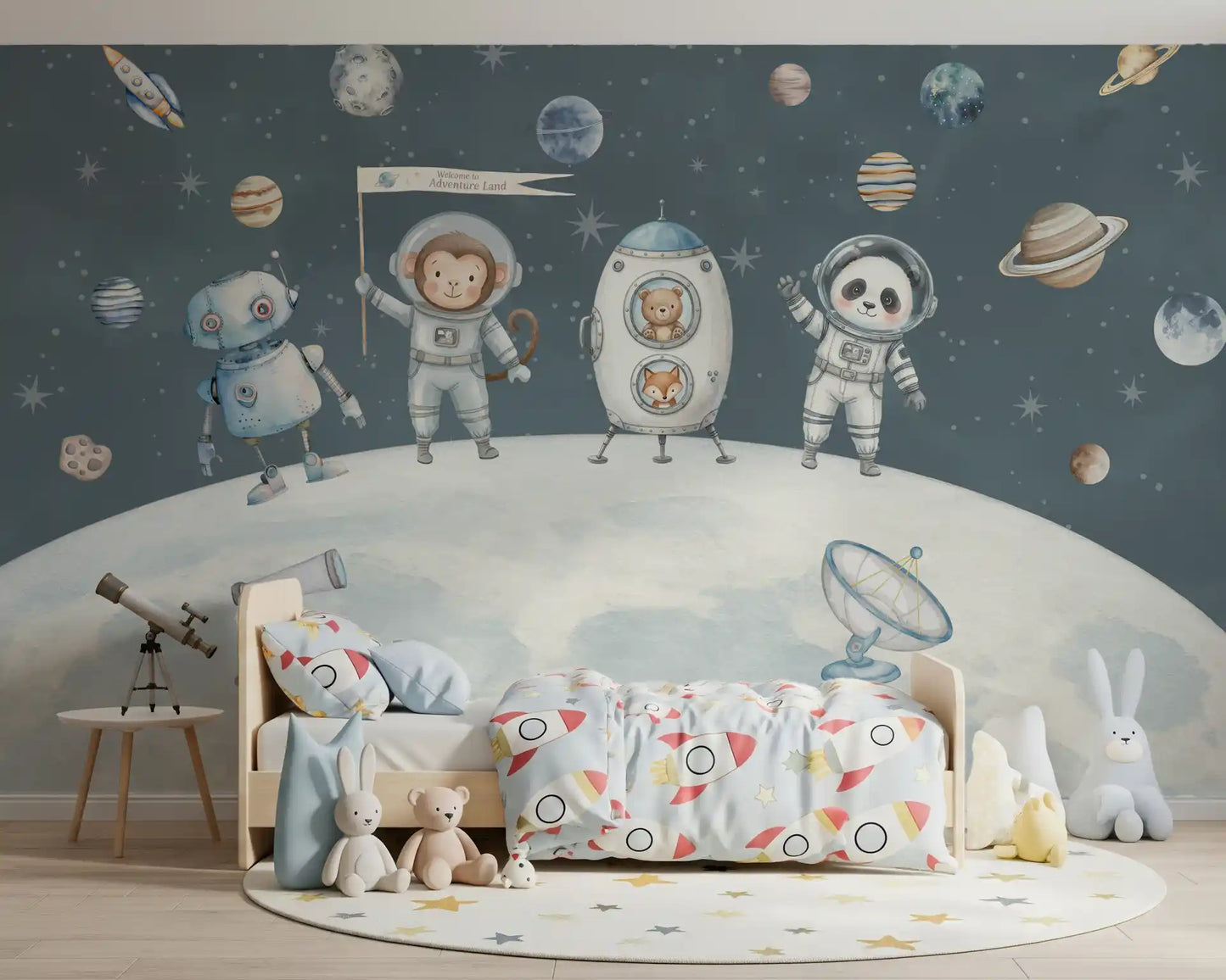 Weltraumfreunde – Wandbild zur Weltraumerkundung