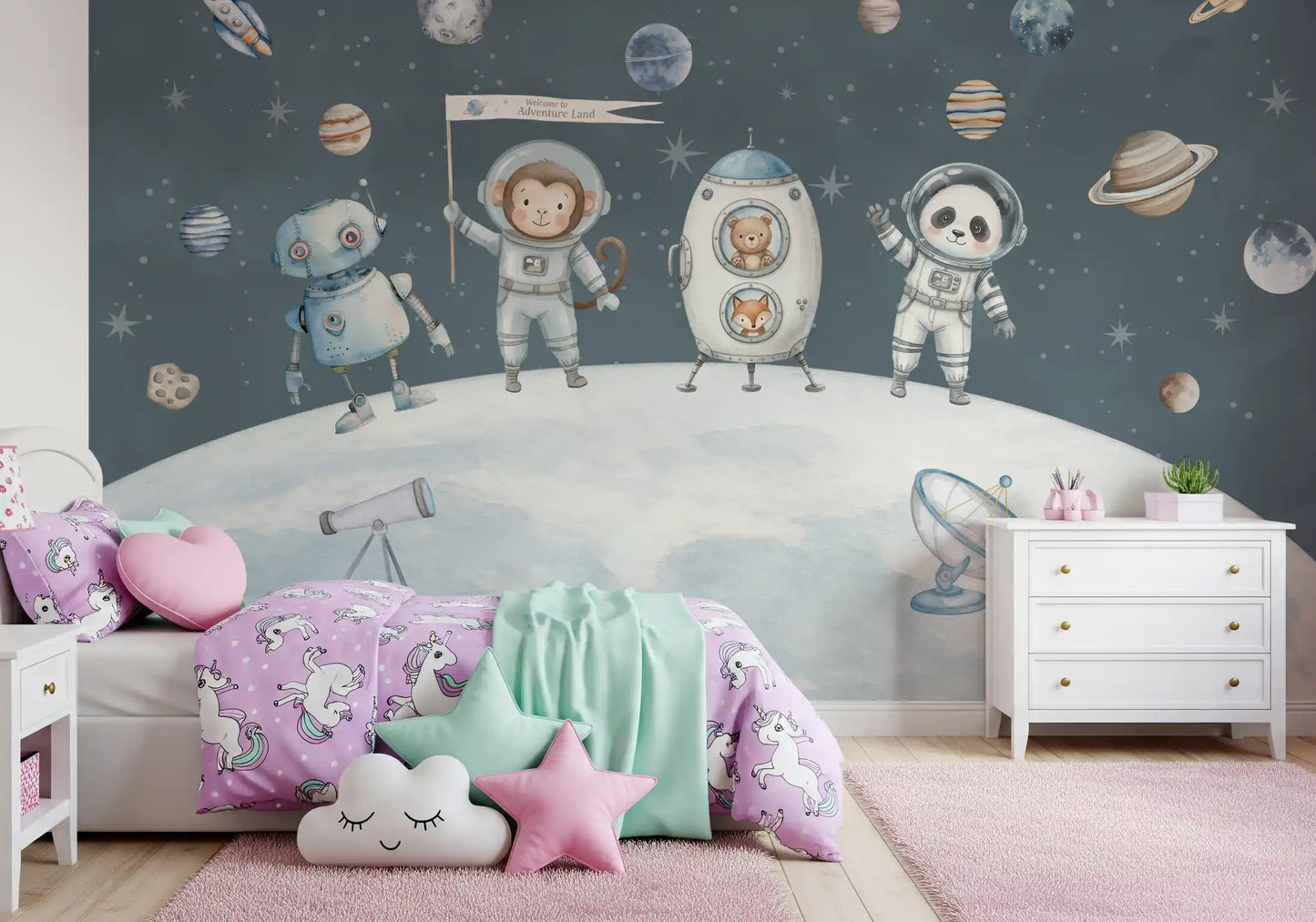 Weltraumfreunde – Wandbild zur Weltraumerkundung