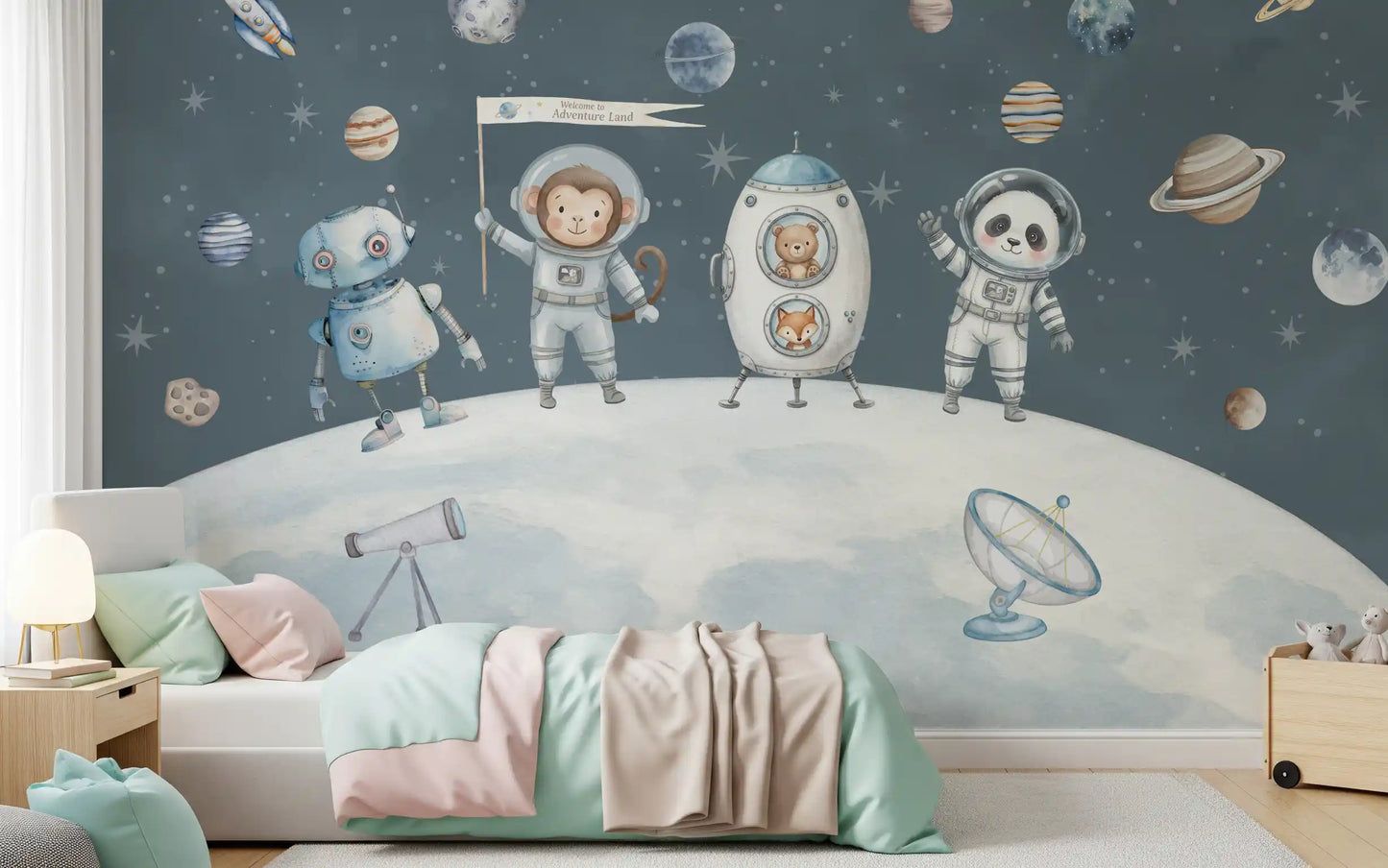 Weltraumfreunde – Wandbild zur Weltraumerkundung