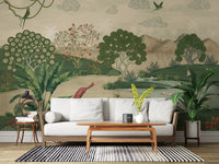 Botanical Heron Meadow Wall Mural