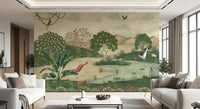 Botanical Heron Meadow Wall Mural