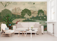 Botanical Heron Meadow Wall Mural