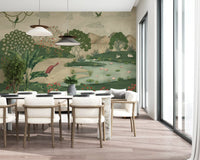Botanical Heron Meadow Wall Mural