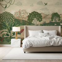 Botanical Heron Meadow Wall Mural