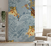 Wandbild „Krishna und Kühe im Wald“