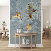 Wandbild „Krishna und Kühe im Wald“