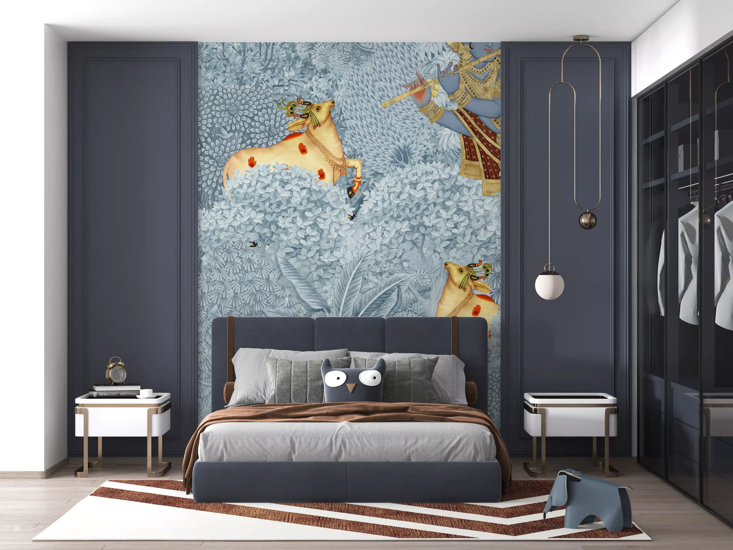 Wandbild „Krishna und Kühe im Wald“