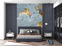 Wandbild „Krishna und Kühe im Wald“