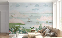Wandgemälde „Exotischer Papagei und Blumenparadies“