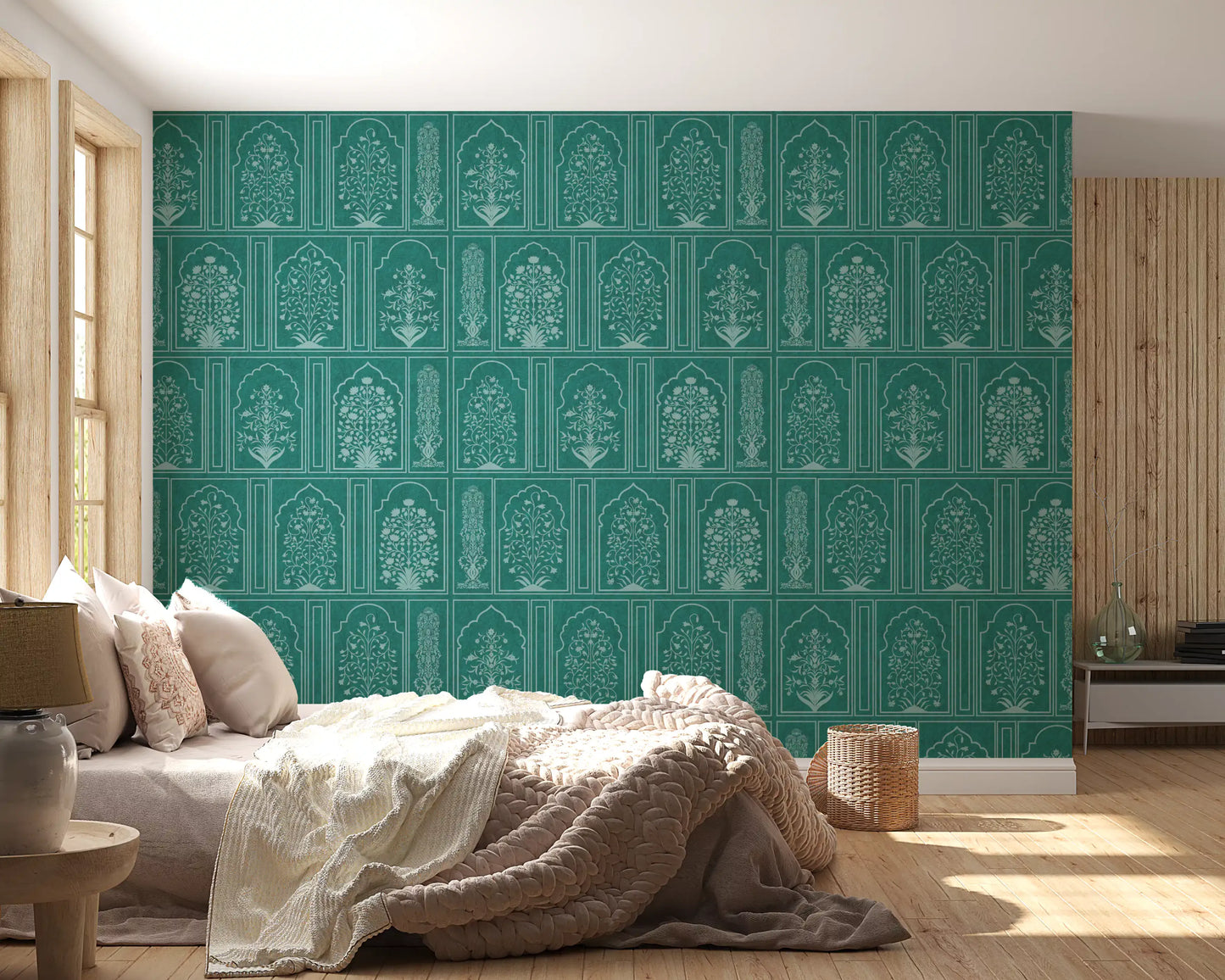 Mughal Garden Teal Archways Wall Mural