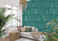 Mughal Garden Teal Archways Wall Mural