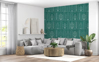 Mughal Garden Teal Archways Wall Mural
