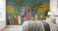 Krishna Divine Garden Illustration Wall Mural