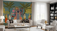 Krishna Divine Garden Illustration Wall Mural