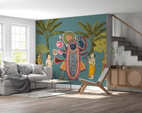 Krishna Divine Garden Illustration Wall Mural