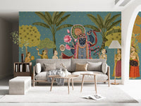 Krishna Divine Garden Illustration Wall Mural
